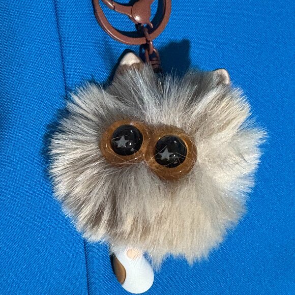 Cute Pom Pom Cat Phone Car Pendant Girl Key Chain Handbag Chain New - Picture 2 of 2